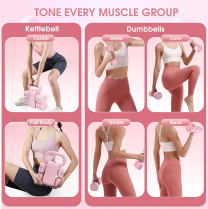 PowerBell – Set 2-in-1 Kettlebell e Manubri Regolabili