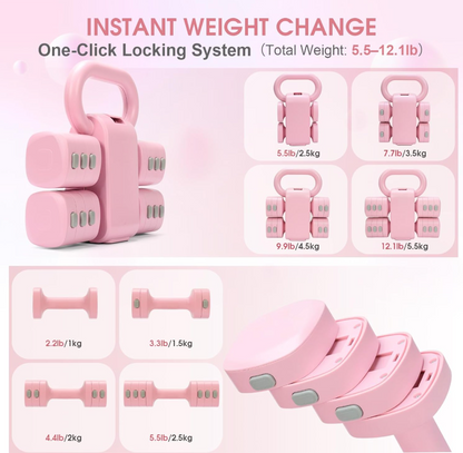 PowerBell – Set 2-in-1 Kettlebell e Manubri Regolabili