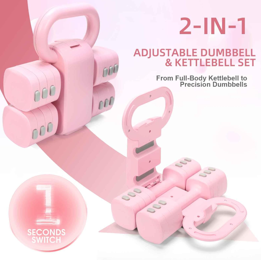 PowerBell – Set 2-in-1 Kettlebell e Manubri Regolabili