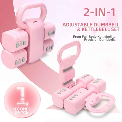 PowerBell – Set 2-in-1 Kettlebell e Manubri Regolabili