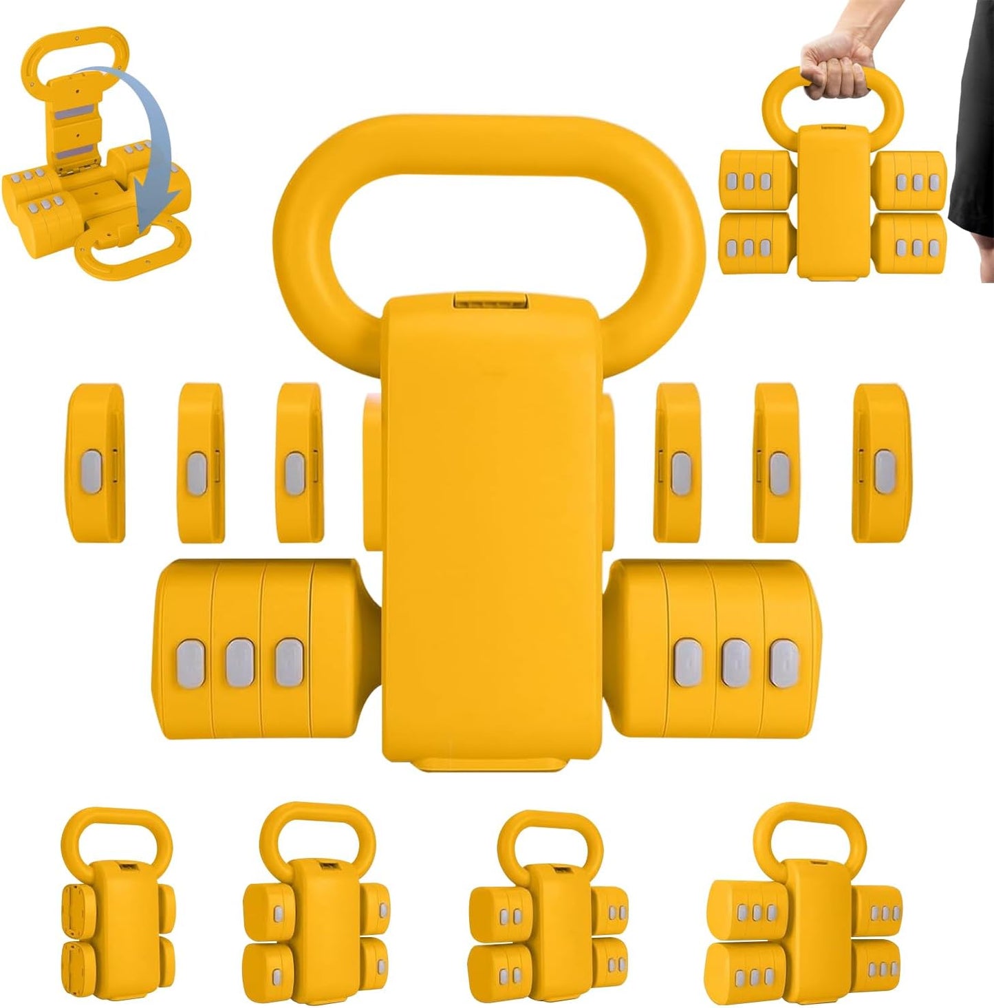 PowerBell – Set 2-in-1 Kettlebell e Manubri Regolabili